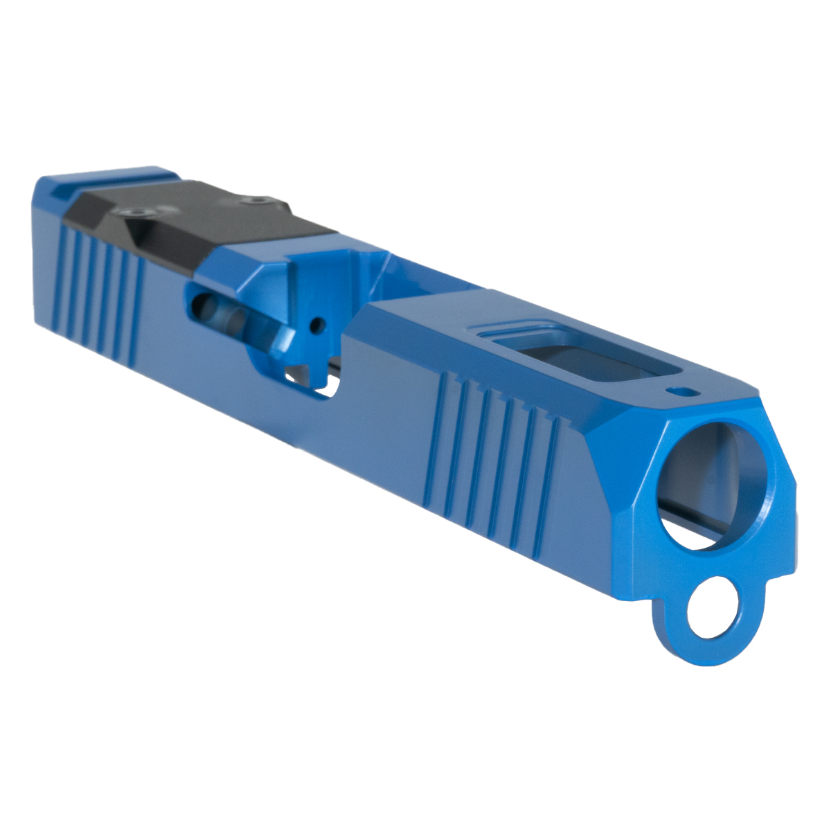Stiffler Manufacturing G19 Compatible Slide – Turbo, Blue Cerakote, Stripped, RMR Cut with Cover Plate