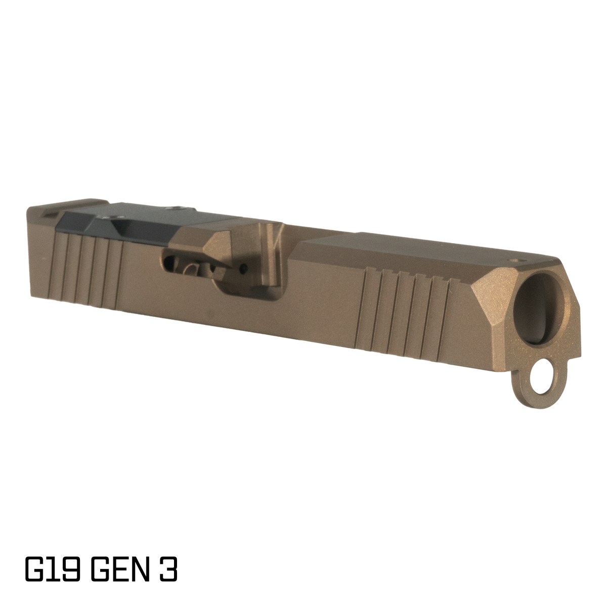 Blemished Stiffler Manufacturing Zoom Burnt Bronze G19 Compatible Stripped Slide with RMR Optic Cut, Cover Plate, and Cerakote Finish