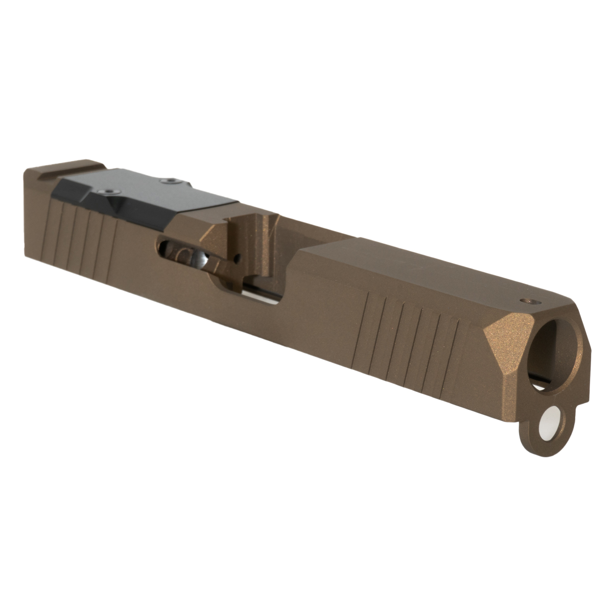 Stiffler Manufacturing Zoom Burnt Bronze G19 Compatible Stripped Slide with RMR Optic Cut, Cover Plate, and Cerakote Finish