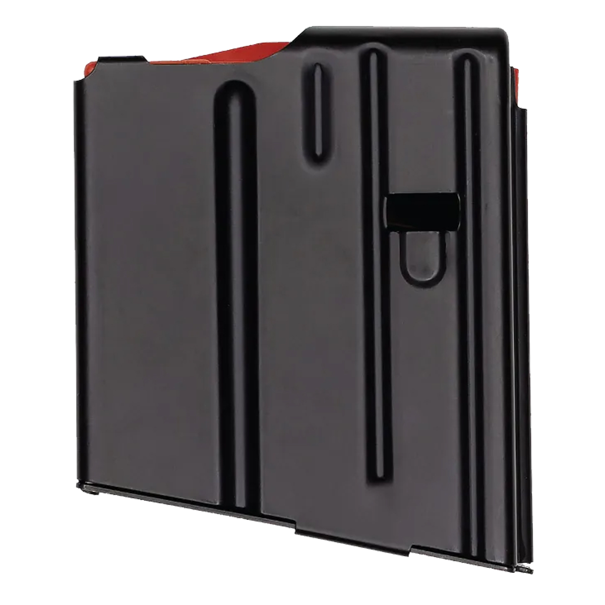  DuraMag SS 5 Round 308 Winchester/6.8X51 Magazine, Stainless Steel, AR10/SR25/DPMS Pattern, Orange Anti-Tilt AGF Follower, Black