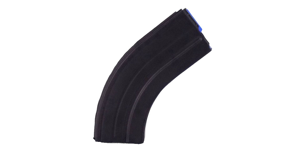 Magazine, DuraMag, AR-15 6.5 Grendel, 26 Round Capacity, Blue Anti-tilt AGF Follower, Black Stainless Steel Body