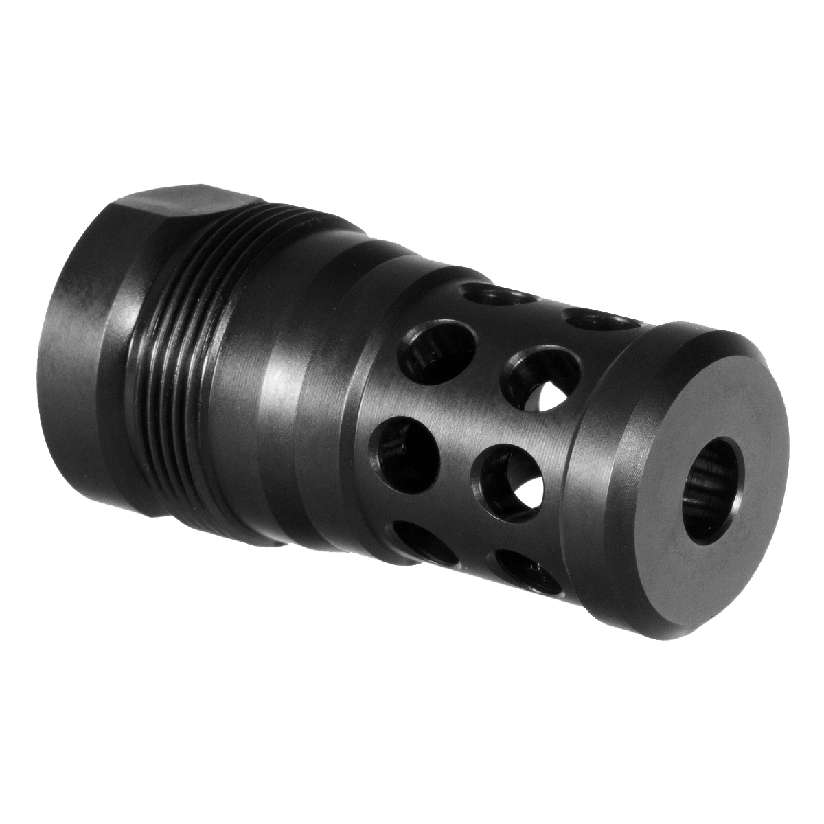  Delta Team Tactical Plan B Muzzle Radial Hole Brake 17-4 H1150 Stainless, TP 1/2x28, Black Nitride