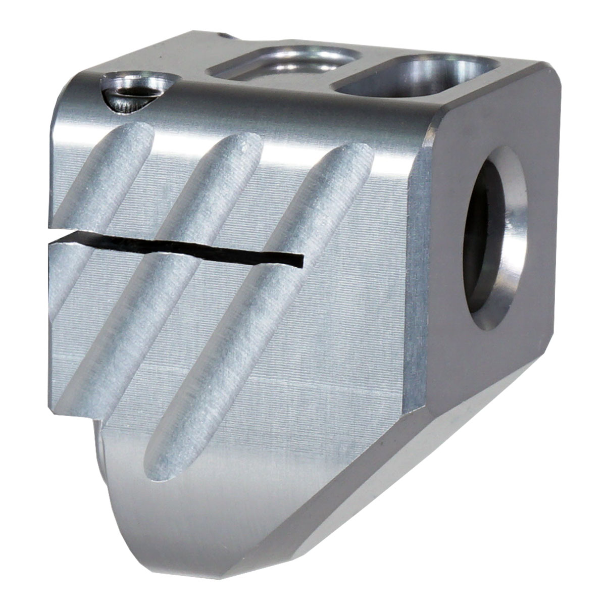 *BLEM* Mercury Precision Glock Compatible Compensator 6061 Aluminum, Anodized Type 2 Gray Single port comp, 1/2x28 with clamping set screws - BLEM