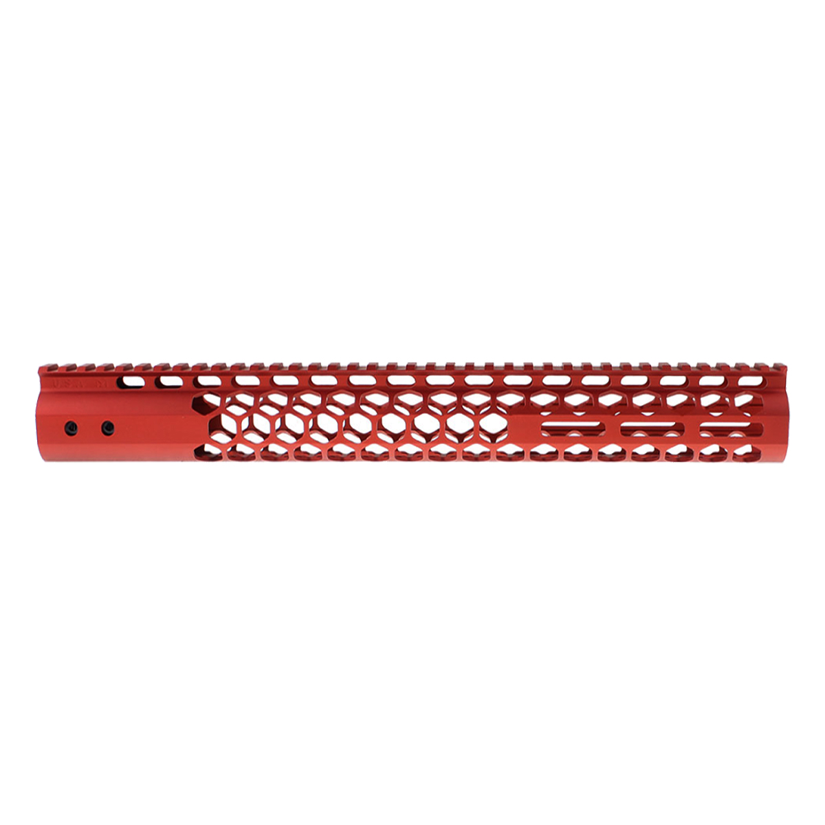  Blemished Guntec 15-inch 'Honeycomb' MLOK Free Floating Handguard with Monolithic Top Rail - Anodized Red