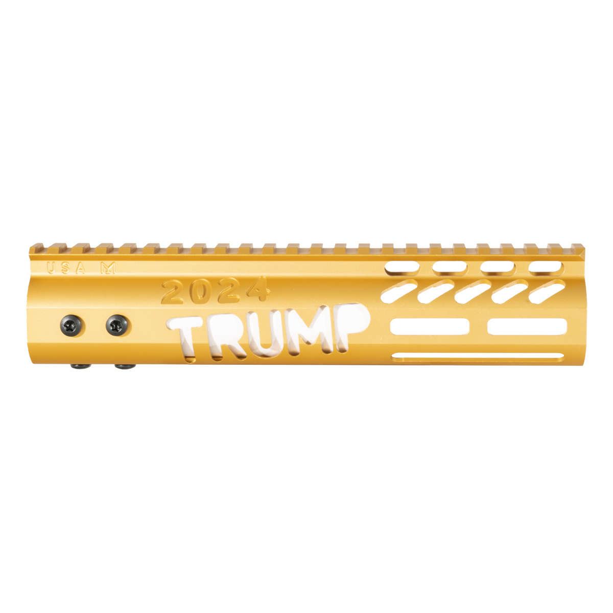  Guntec 9-inch AR-15 Free Float TRUMP Series Rail with Mlok Sections and Top Picatinny Rail Section, Gold