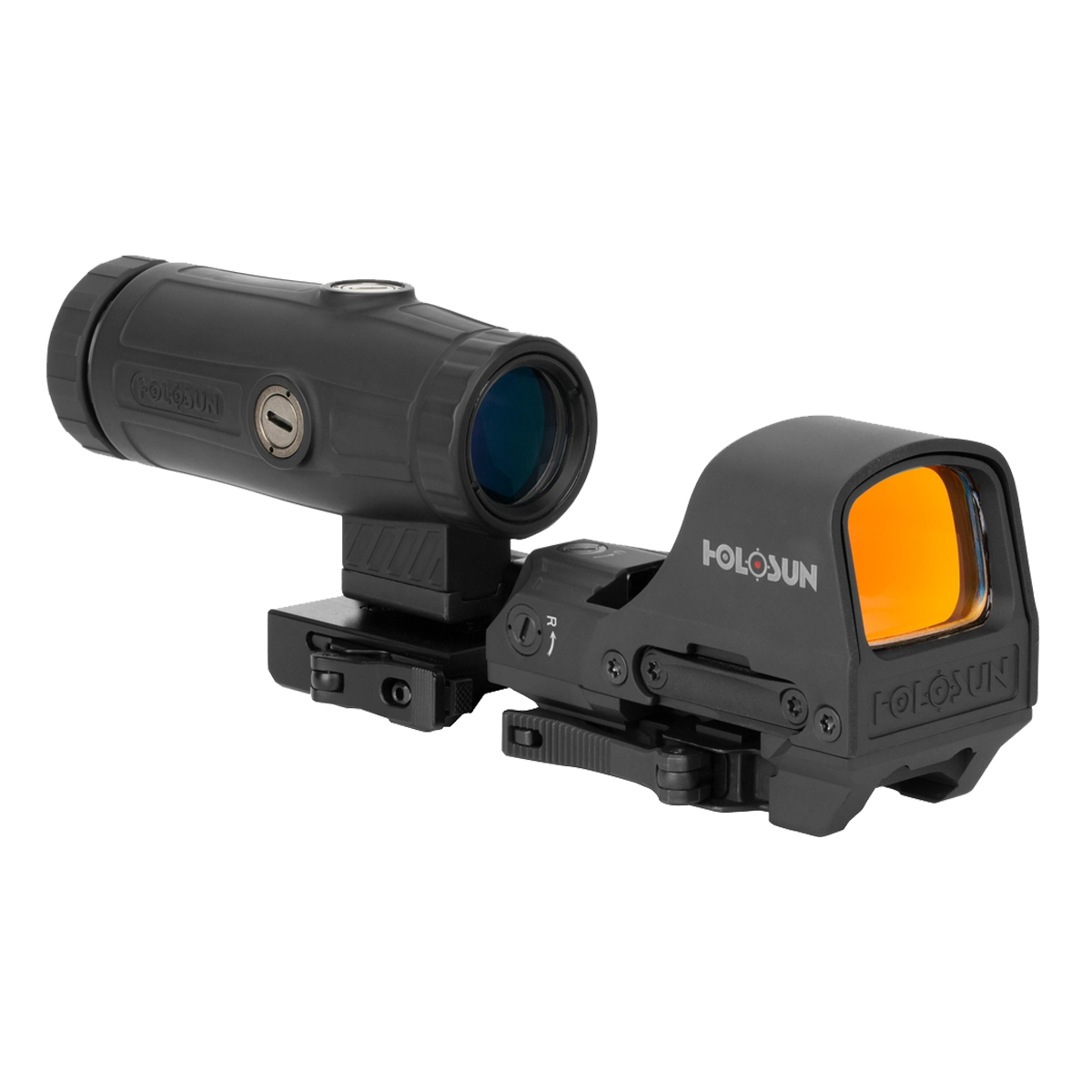 Holosun HS510C Red Multi-Reticle Reflex Sight & HM3X 3X Flip-to-Side Magnifier Combo with QD Picatinny Mounts