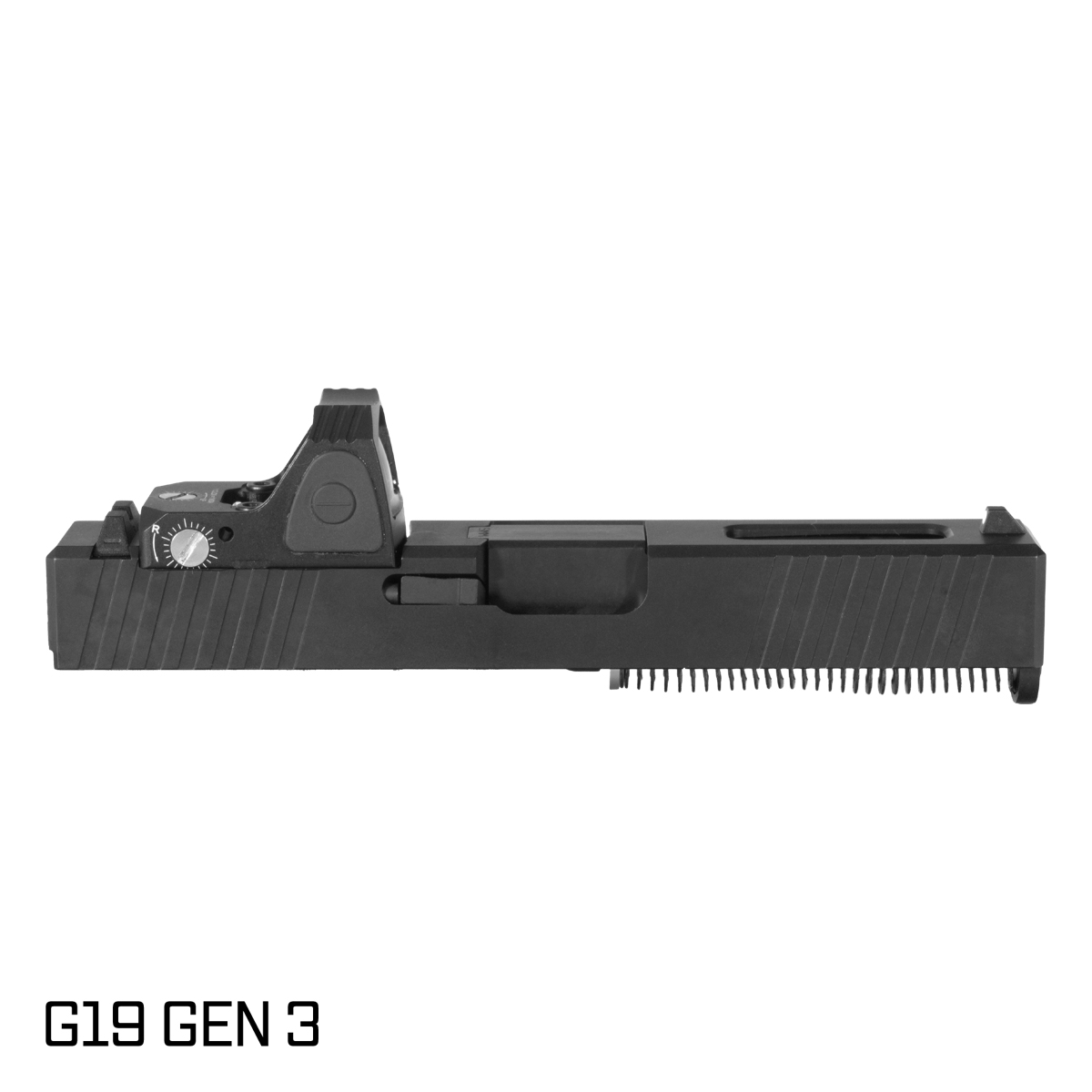 Paladin Crowned Nitride Barrel G19 Gen 1-3 Compatible 9MM Black RMR Complete Slide, Generic Red Dot