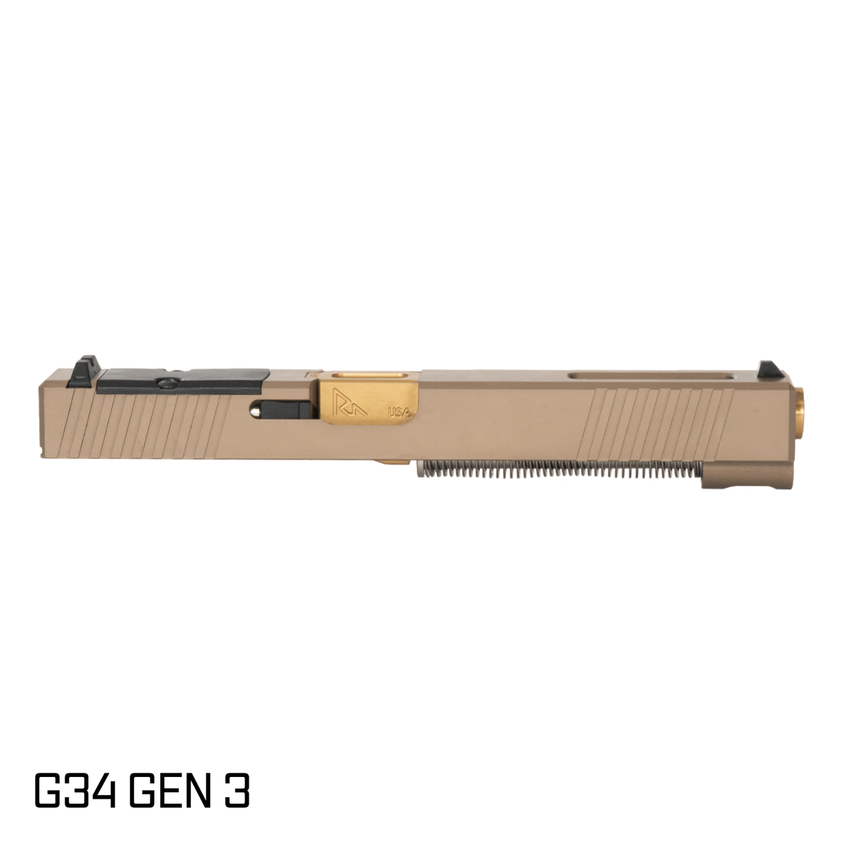  Tribunal Gold TiN Barrel G34 Gen 3-4 Compatible 9MM FDE RMR Window Cut Complete Slide Kit