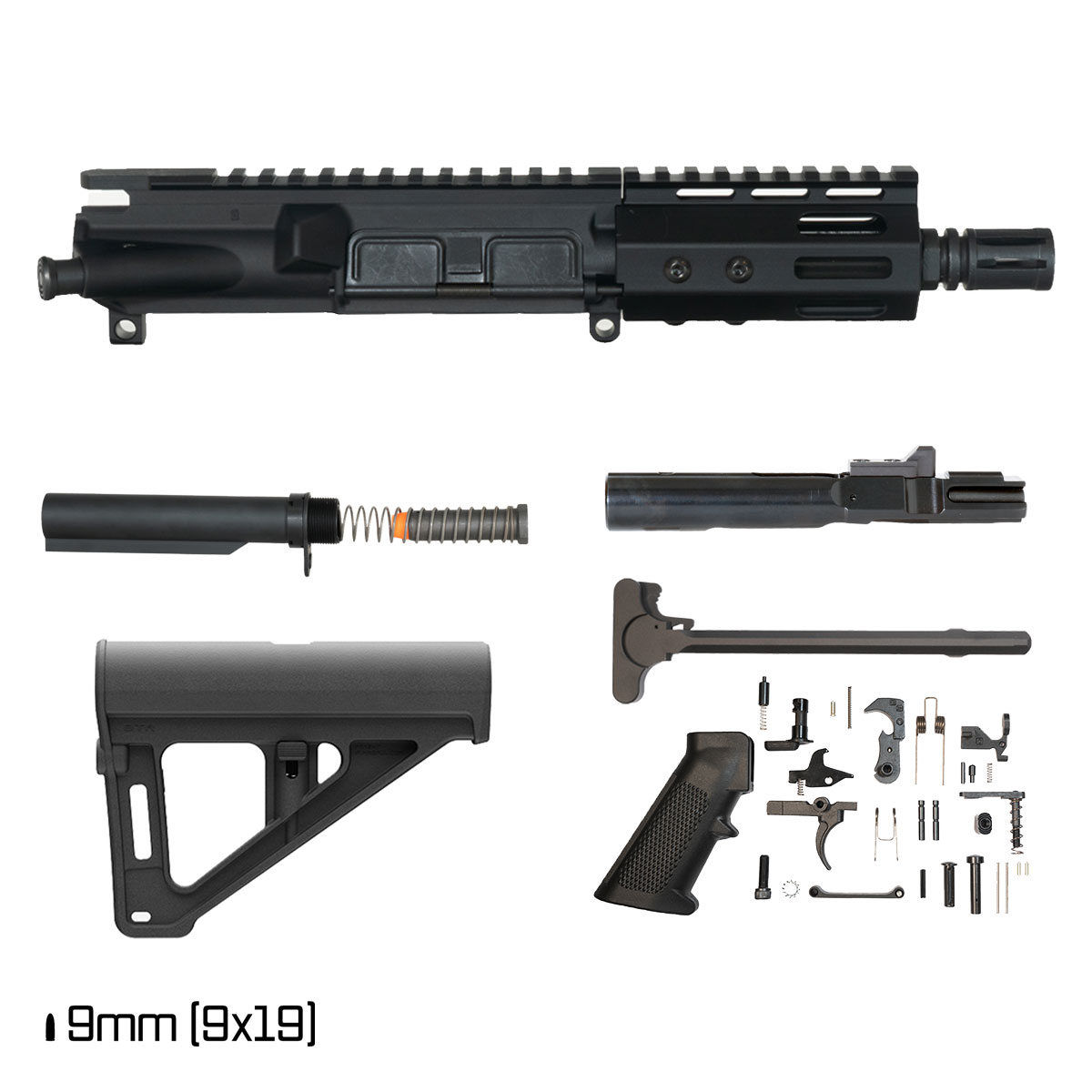 Davidson Defense Nightglass w/Magpul BTR Brace 5-inch AR-15 9MM Pistol Assembled Full Build Kit