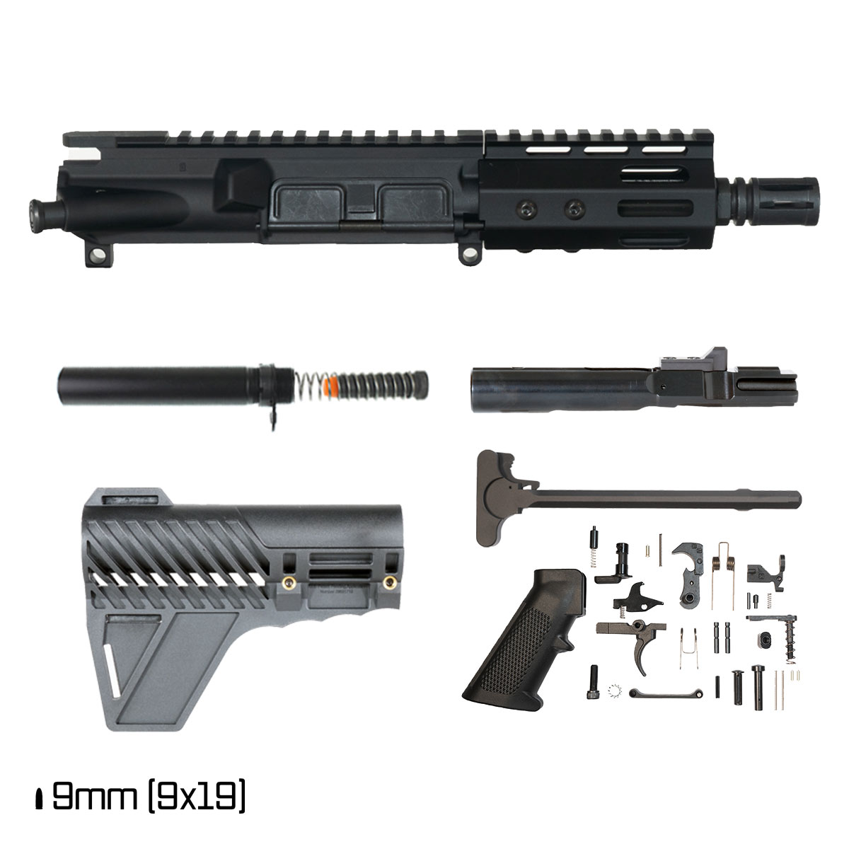 Davidson Defense Nightglass w/Gauntlet Arms Brace 5-inch AR-15 9MM Pistol Assembled Full Build Kit