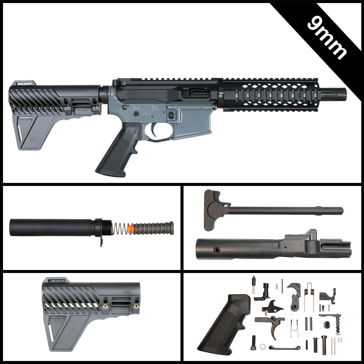  Preassembled - Davidson Defense Treat Yo'self 2.0 w/Gauntlet Arms Brace 7.5-inch AR-15 9MM Pistol Full Build Kit