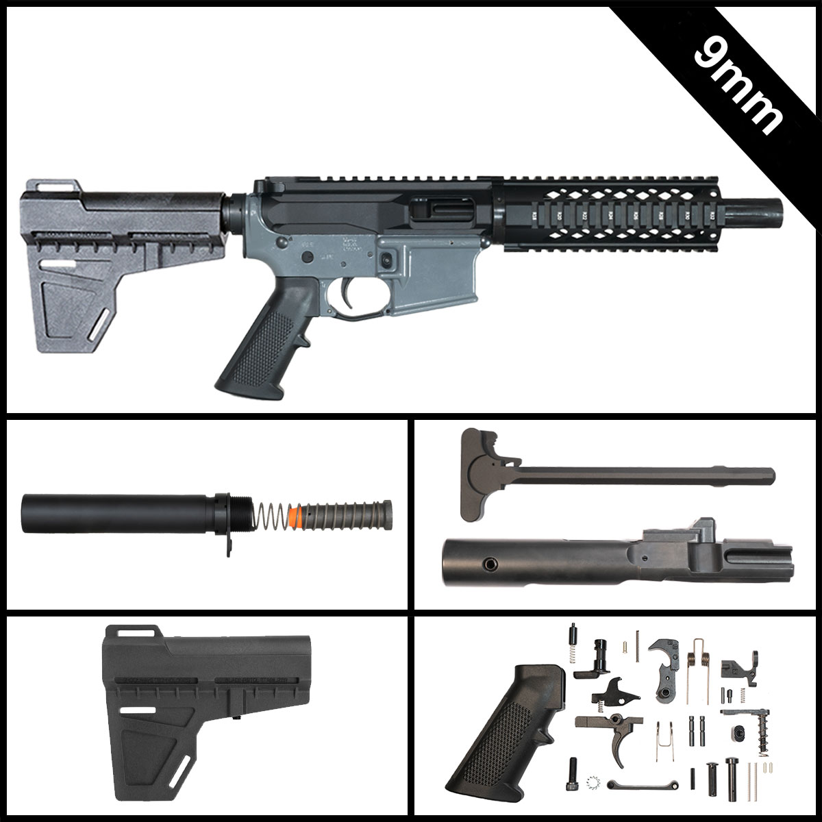  Preassembled - Davidson Defense Treat Yo'self 2.0 w/KAK Brace 7.5-inch AR-15 9MM Pistol Full Build Kit
