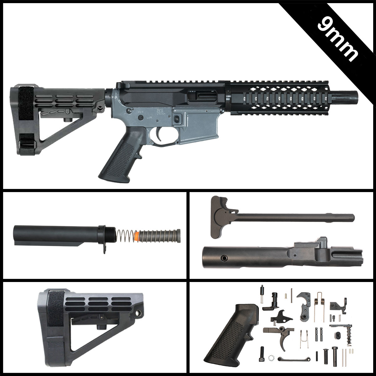  Preassembled - Davidson Defense Treat Yo'self 2.0 w/SBA4 Brace 7.5-inch AR-15 9MM Pistol Full Build Kit