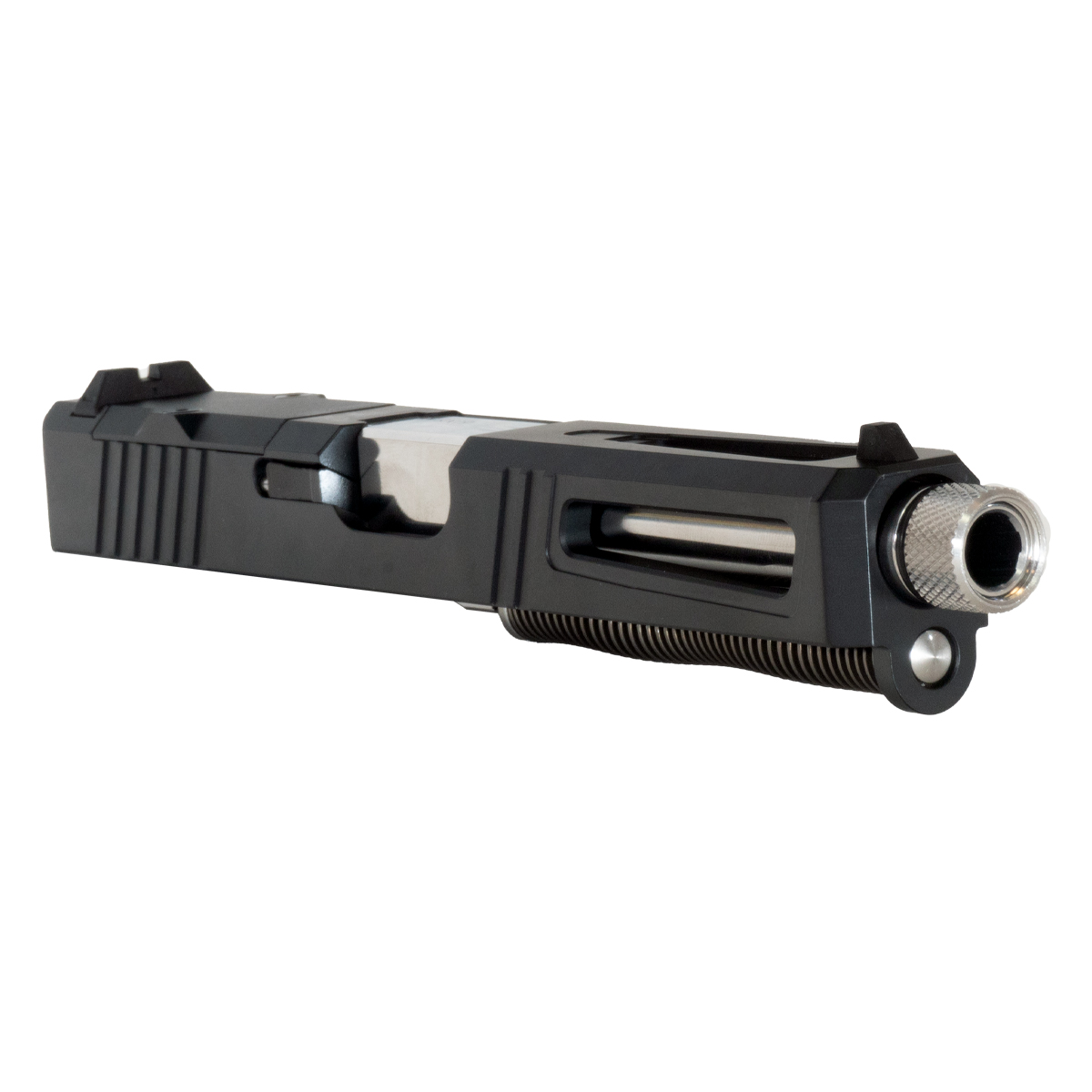 DTT Stiffler MFG Lionheart-Black-Silver Threaded Barrel Glock 17 Compatible Complete Slide Kit