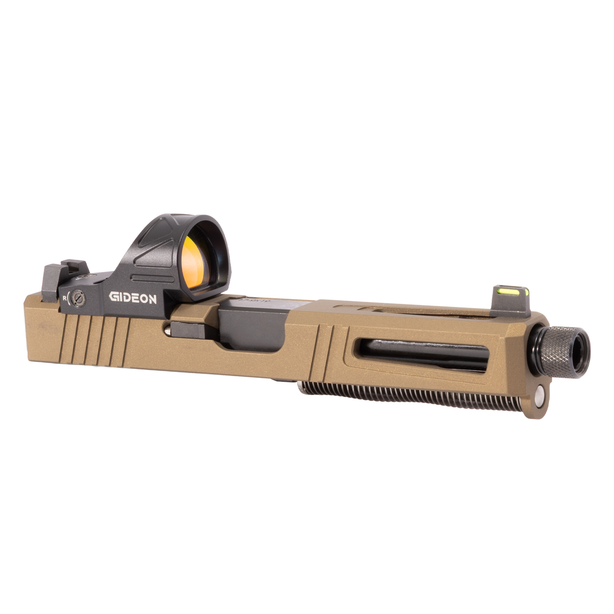 DTT Stiffler MFG Lionheart-Burnt Bronze-Nitrided Threaded Barrel Glock 17 Compatible Complete Slide Kit w/ Gideon Optics Omega Red Dot Sight