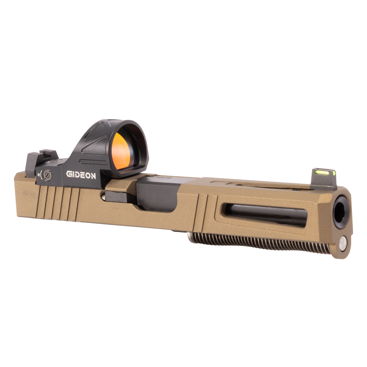 DTT Stiffler MFG Lionheart-Burnt Bronze-Nitrided Ported Barrel Glock 17 Compatible Complete Slide Kit w/ Gideon Optics Omega Red Dot Sight
