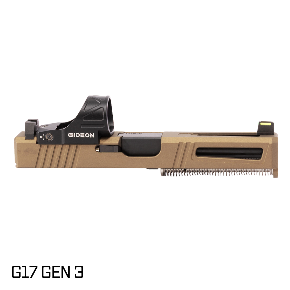 DTT Stiffler MFG Lionheart Ported Nitride Barrel G17 Gen 1-3 Compatible 9MM Burnt Bronze RMR Complete Slide Kit, Gideon Optics Omega (SRO Compatible) Single Red Dot