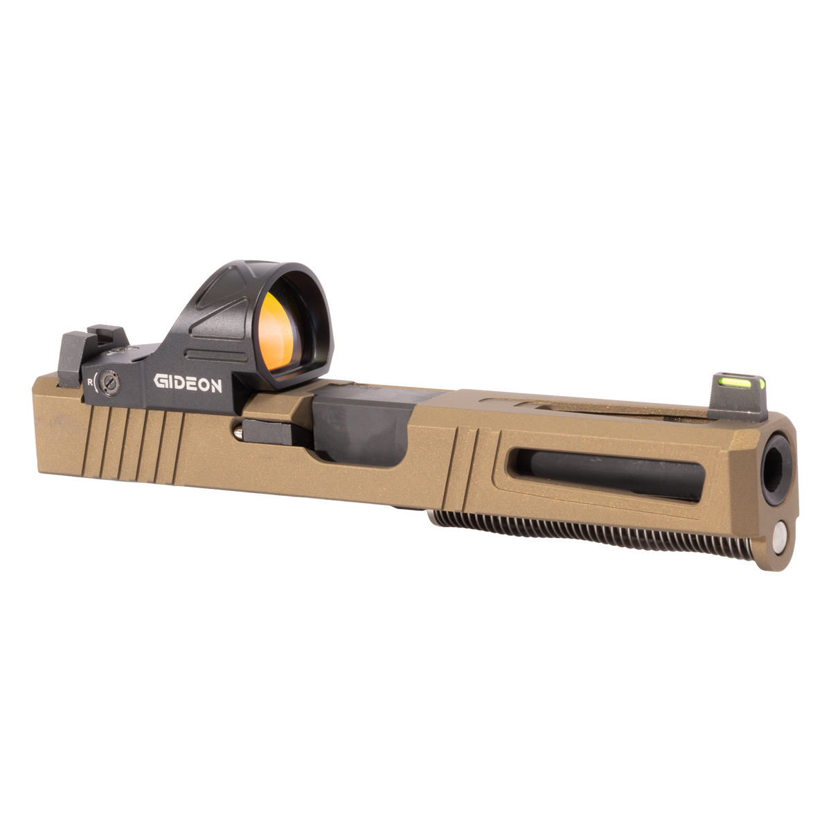 DTT Stiffler MFG Lionheart-Burnt Bronze-Nitride Barrel Glock 17 Compatible Complete Slide Kit w/ Gideon Optics Omega Red Dot Sight