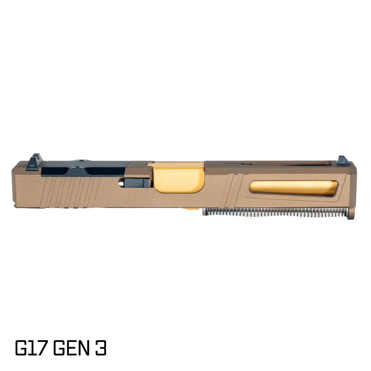 DTT Stiffler MFG Lionheart Gold TiN Barrel G17 Gen 1-3 Compatible 9MM Burnt Bronze RMR Complete Slide Kit