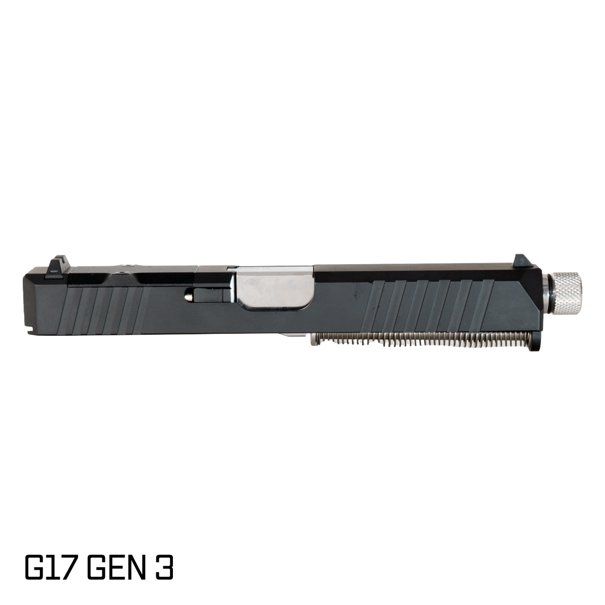 DTT Stiffler MFG Valkyrie Threaded Polished Clear PVD Barrel G17 Gen 1-3 Compatible 9MM Black RMR Complete Slide Kit