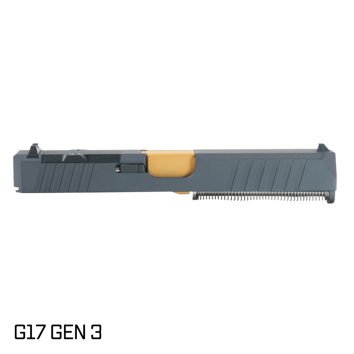 DTT Stiffler MFG Valkyrie Gold TiN Barrel G17 Gen 1-3 Compatible 9MM Sniper Gray RMR Complete Slide Kit