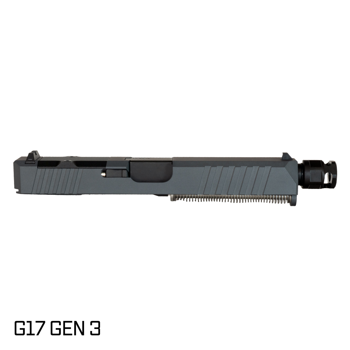 DTT Stiffler MFG Valkyrie Comped Nitride Barrel G17 Gen 1-3 Compatible 9MM Sniper Gray RMR Complete Slide Kit