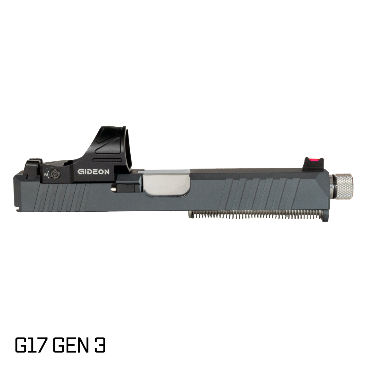 DTT Stiffler MFG Valkyrie Threaded Clear Polished PVD Barrel G17 Gen 1-3 Compatible 9MM Sniper Gray RMR Complete Slide Kit w/Gideon Optics Omega (SRO Compatible) Single Red Dot