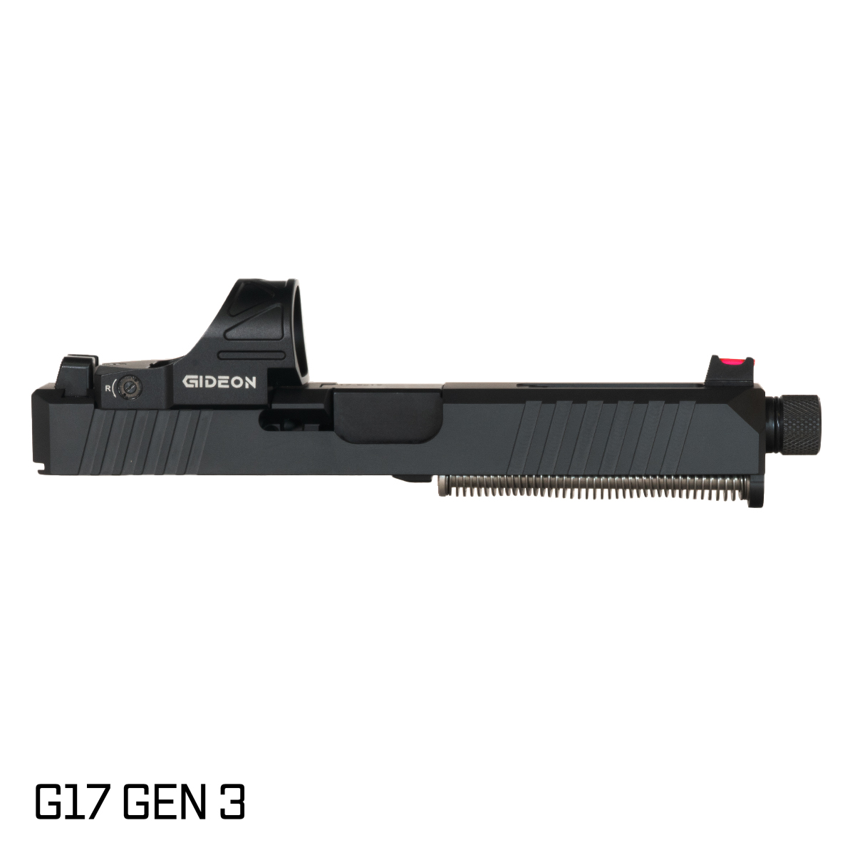 DTT Stiffler MFG Wayfinder Threaded Nitride Barrel G17 Gen 1-3 Compatible 9MM Black RMR Complete Slide Kit, Gideon Optics Omega (SRO Compatible) Single Red Dot