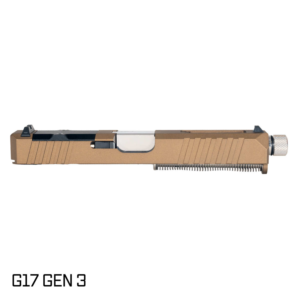 DTT Stiffler MFG Wayfinder Threaded Polished Stainless Barrel G17 Gen 1-3 Compatible 9MM Burnt Bronze RMR Complete Slide Kit