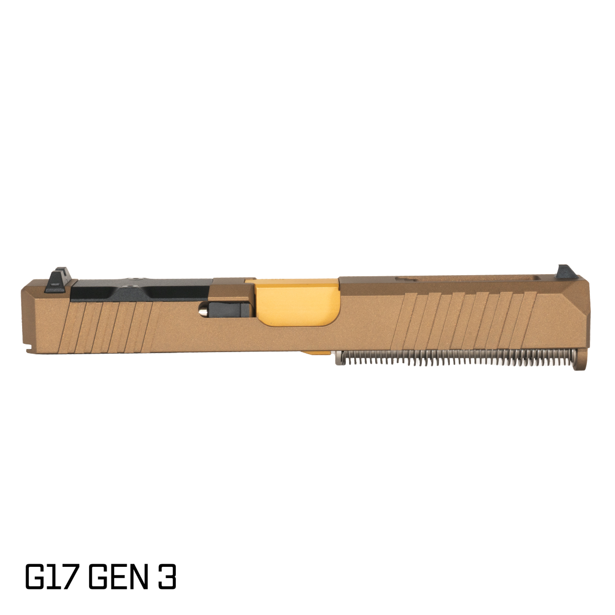 DTT Stiffler MFG Wayfinder Gold TiN Barrel G17 Gen 1-3 Compatible 9MM Burnt Bronze RMR Complete Slide Kit