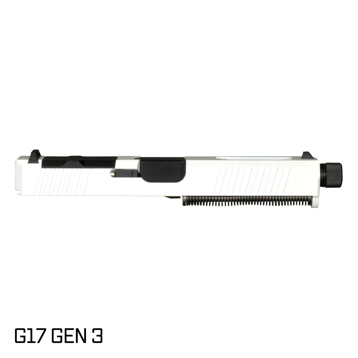 DTT Stiffler MFG Wayfinder Threaded Nitride Barrel G17 Gen 1-3 Compatible 9MM White RMR Complete Slide Kit