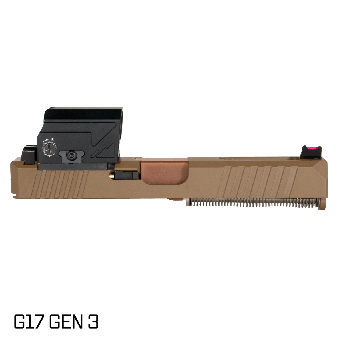 DTT Stiffler MFG Wayfinder Ported Copper PVD Barrel G17 Gen 1-3 Compatible 9MM FDE RMR Complete Slide Kit, NorthTac Ronin F-11 Pistol Micro Dot