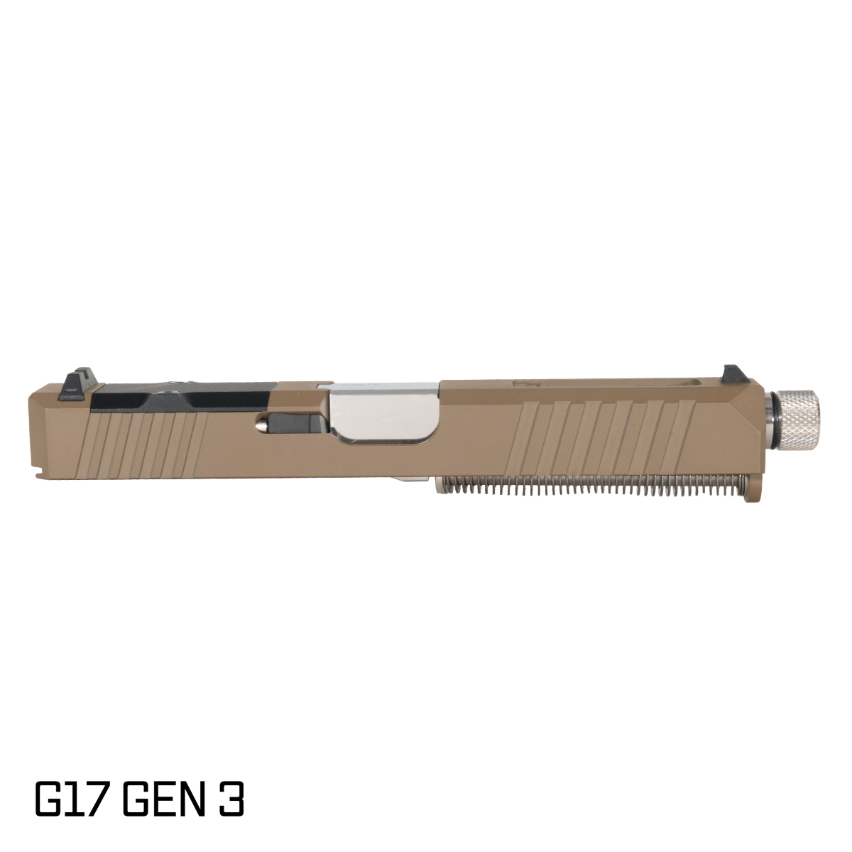 DTT Stiffler MFG Wayfinder Threaded Polished Stainless Barrel G17 Gen 1-3 Compatible 9MM FDE RMR Complete Slide Kit