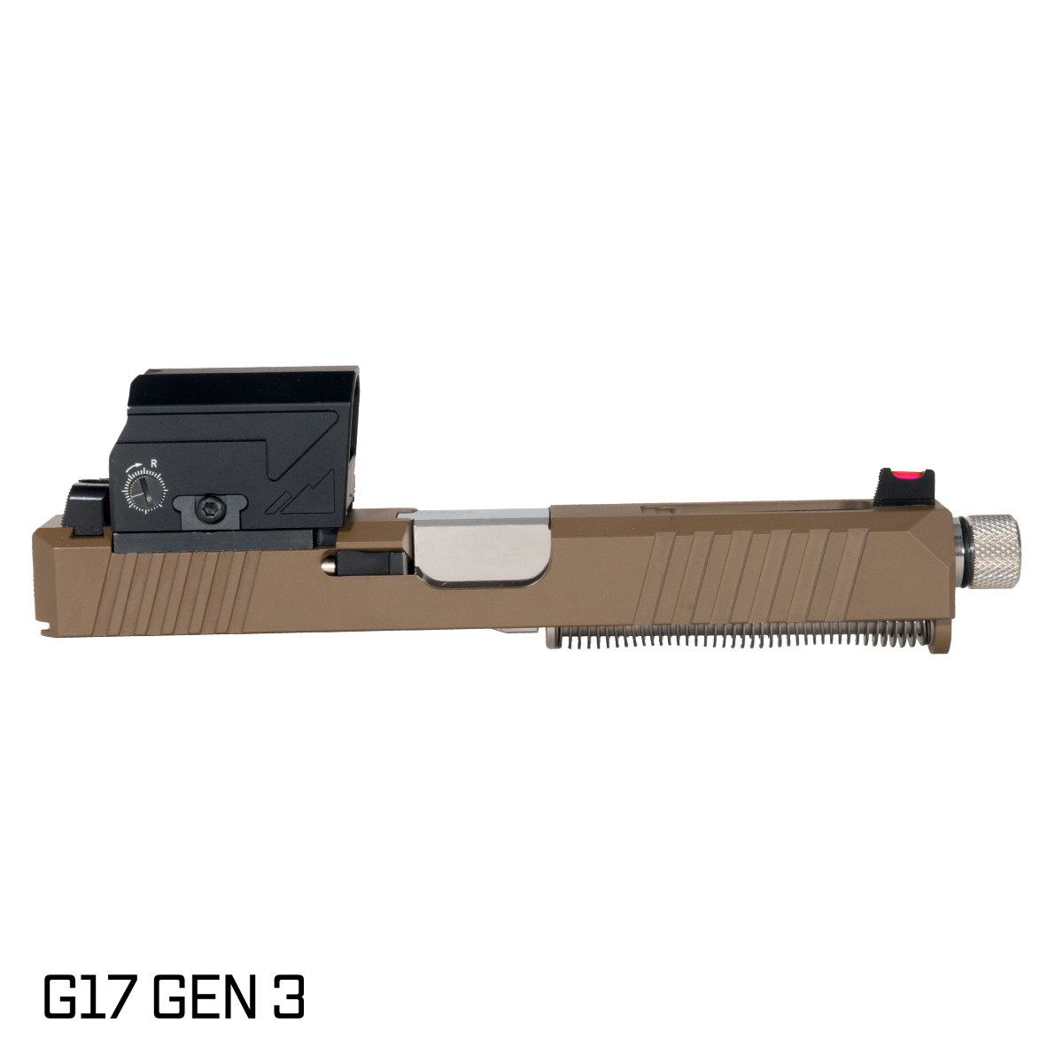 DTT Stiffler MFG Wayfinder Threaded Polished Stainless Barrel G17 Gen 1-3 Compatible 9MM FDE RMR Complete Slide Kit,NorthTac Ronin F-11 RMR Footprint Pistol Micro Dot