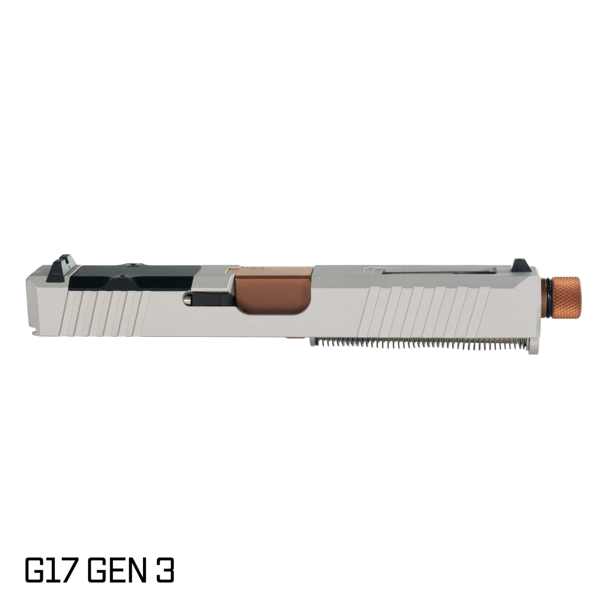 DTT Stiffler MFG Wayfinder Threaded Copper PVD Barrel G17 Gen 1-3 Compatible 9MM 17-4 Stainless Steel Shimmer Aluminum Cerakote Complete Slide Kit