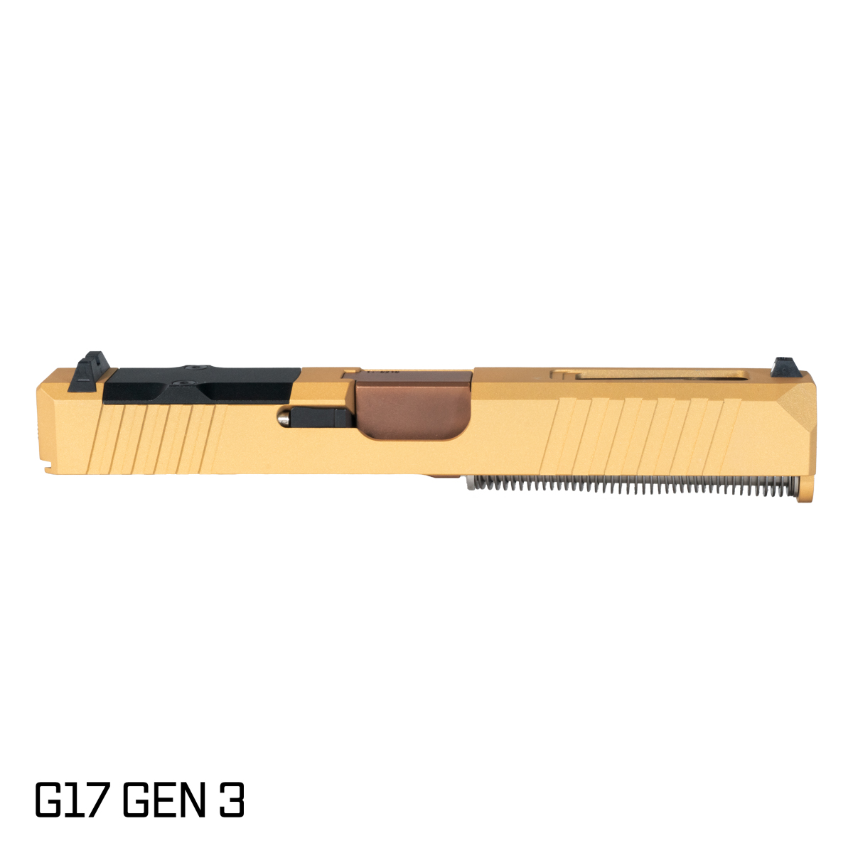 DTT Stiffler MFG Wayfinder Ported Copper PVD Barrel G17 Gen 1-3 Compatible 9MM 17-4 Stainless Steel Gold Cerakote Complete Slide Kit