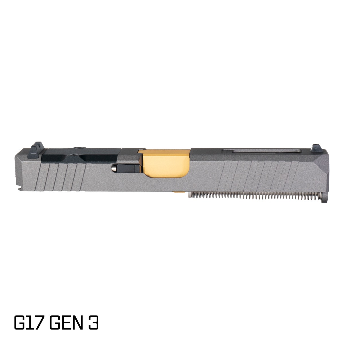 DTT Stiffler MFG Wayfinder Crowned Gold TiN Barrel G17 Gen 1-3 Compatible 9MM 17-4 Stainless Steel Tungsten Cerakote Complete Slide Kit