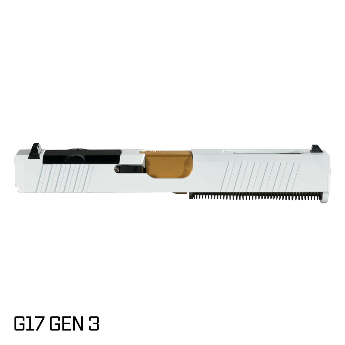 Davidson Defense Wayfinder Ported Gold TiN Barrel G17 Gen 1-3 Compatible 9MM 17-4 Stainless Steel White Cerakote Complete Slide Kit