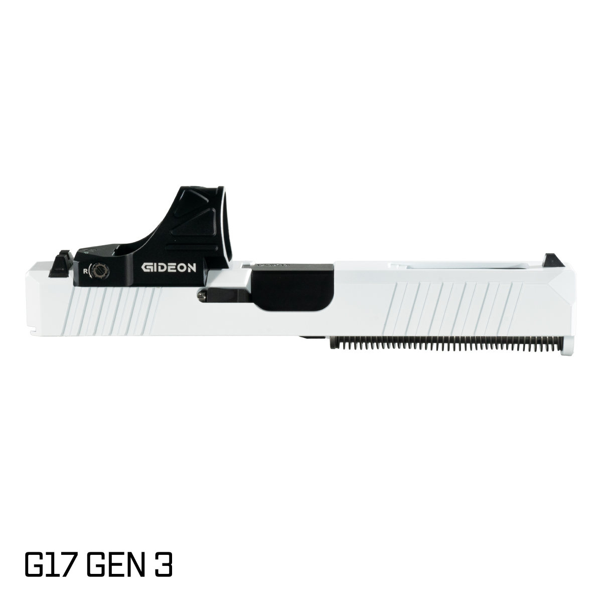 DTT Stiffler MFG Wayfinder Ported Nitride Barrel G17 Gen 1-3 Compatible 9MM White RMR Complete Slide Kit w/ Gideon SRO Red Dot