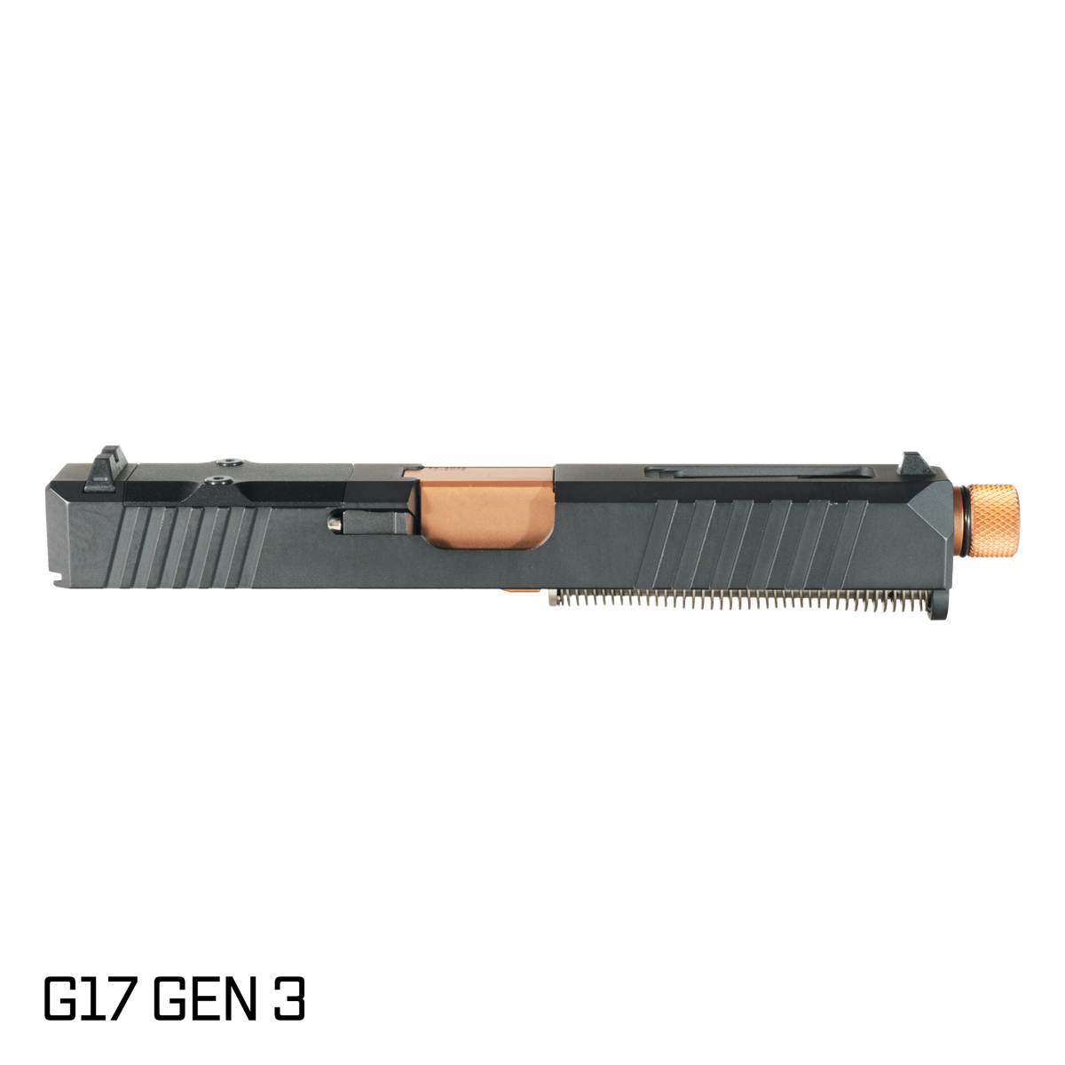 DTT Stiffler MFG Wayfinder Threaded Copper PVD Barrel G17 Gen 1-3 Compatible 9MM 17-4 Stainless Steel Black Nitride Complete Slide Kit