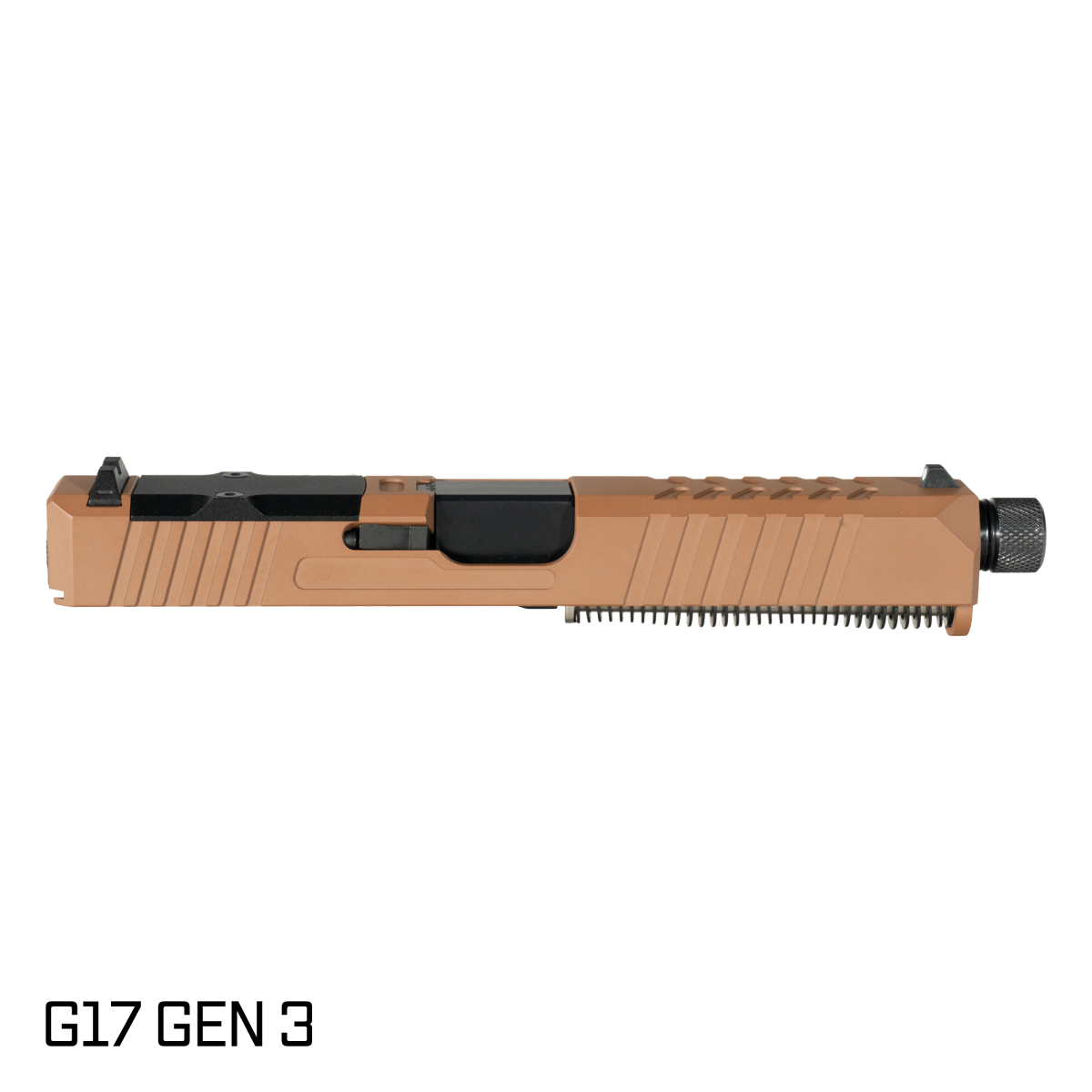 DTT Stiffler MFG Helios Threaded Nitride Barrel G17 Gen 1-3 Compatible 9MM 17-4 Stainless Steel Copper Brown Cerakote Complete Slide Kit