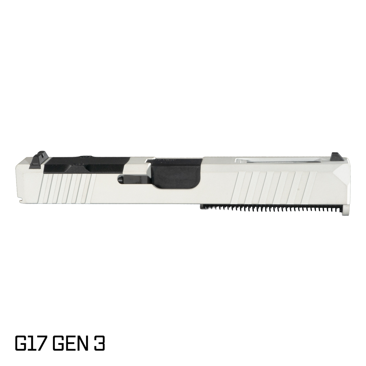 DTT Stiffler MFG Wayfinder Ported Nitride Barrel G17 Gen 1-3 Compatible 9MM 17-4 Stainless Steel Top Window Cut White Cerakote Complete Slide Kit