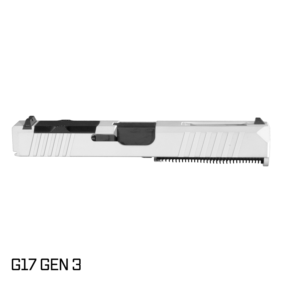 DTT Stiffler MFG Wayfinder Crowned Nitride Barrel G17 Gen 1-3 Compatible 9MM 17-4 Stainless Steel Top Window Cut White Cerakote Complete Slide Kit
