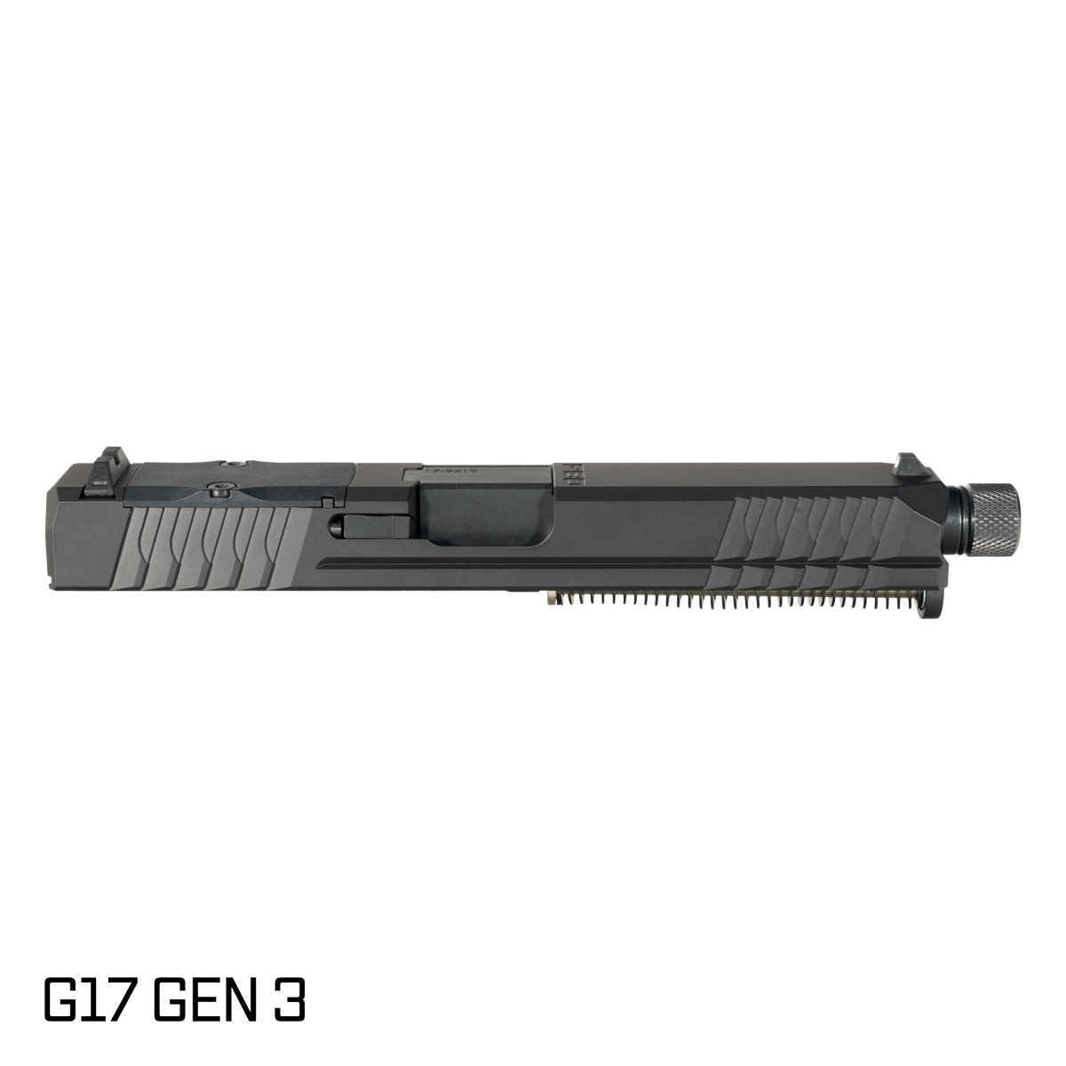 P80 Obsidian Threaded Nitride Barrel G17 Gen 1-3 Compatible 9MM 17-4 Stainless Steel Optics Cut Black Nitride Complete Slide Kit