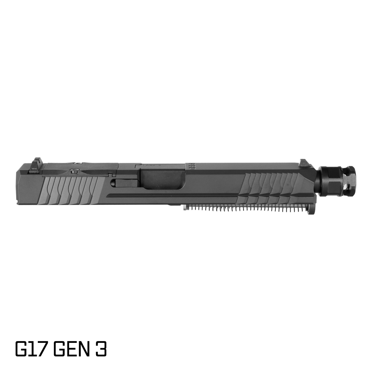 P80 Obsidian Threaded Nitride Barrel G17 Gen 1-3 Compatible 9MM 17-4 Stainless Steel Optics Cut Black Nitride Complete Slide Kit, Armaspec PAWN Micro Compensator