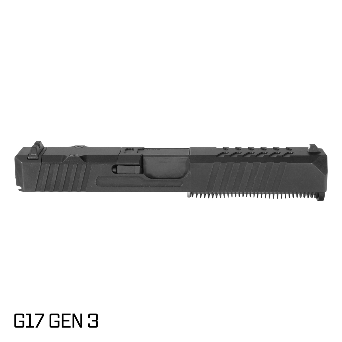 DTT Stiffler MFG Helios Crowned Nitride Barrel G17 Gen 1-3 Compatible 9MM 17-4 Stainless Steel Optics Cut Black Nitride Complete Slide Kit
