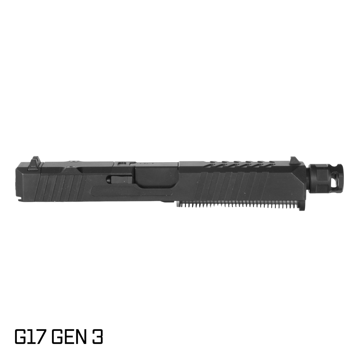 DTT Stiffler MFG Helios Threaded Nitride Barrel G17 Gen 1-3 Compatible 9MM 17-4 Stainless Steel Optics Cut Black Nitride Complete Slide Kit, Armaspec PAWN Micro Compensator