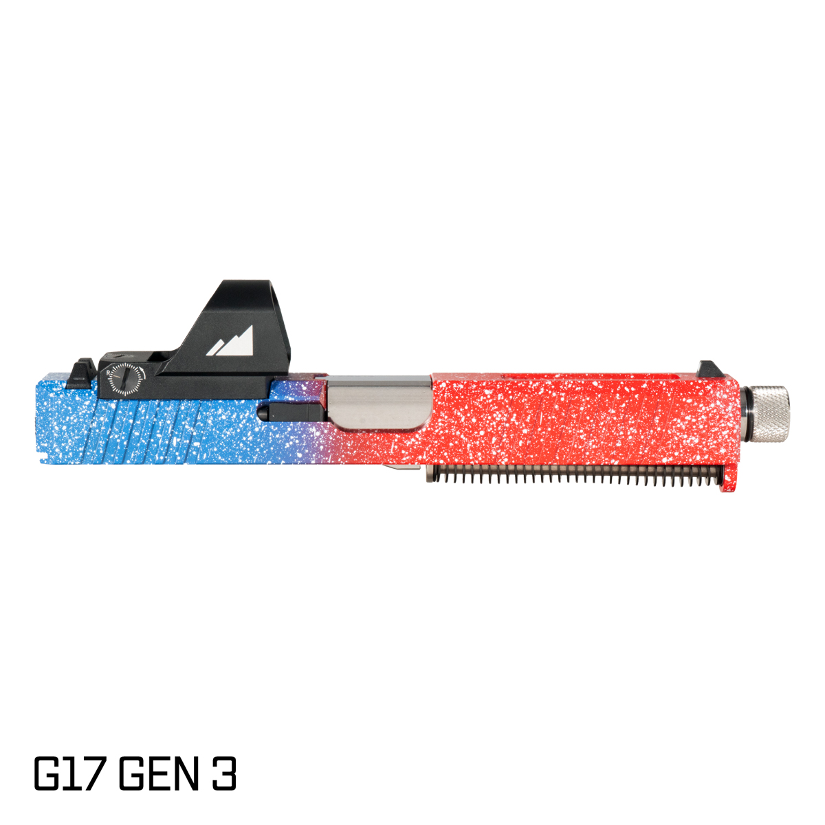 Wayfinder Threaded Polished Stainless Barrel G17 Gen 1-3 Compatible 9MM 17-4 Stainless Steel Top Window Cut USA Cerakote Complete Slide Kit, Northtac F-12 Red Dot