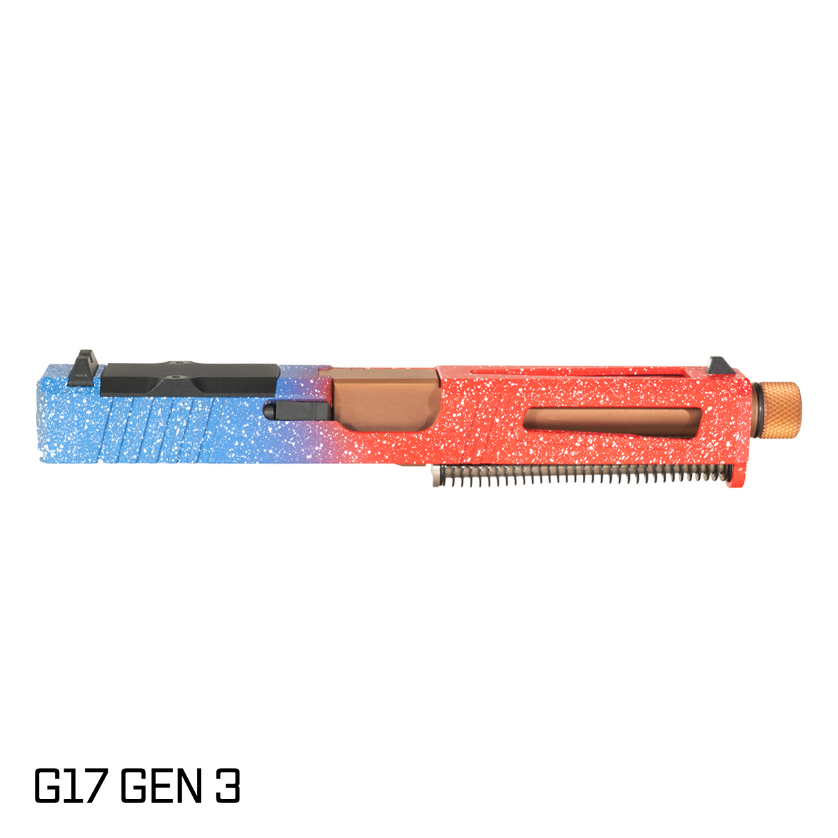 DTT Stiffler MFG Lionheart Threaded Copper PVD Barrel G17 Gen 1-3 Compatible 9MM 17-4 Stainless Steel Top Window Cut USA Cerakote Complete Slide Kit