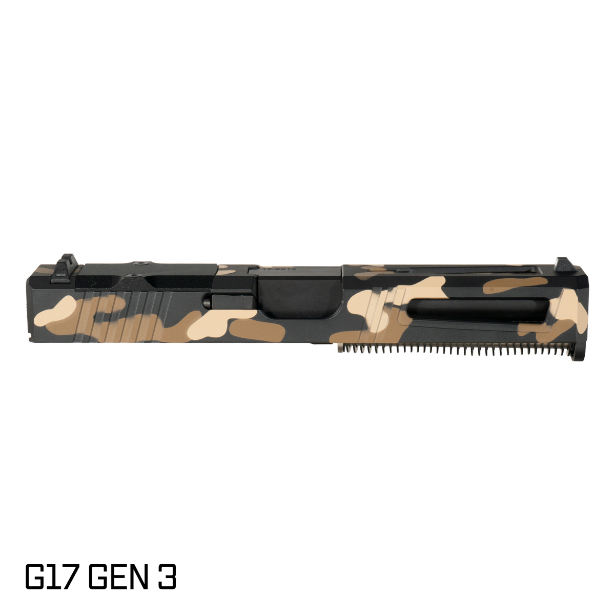 DTT Stiffler MFG Lionheart Ported Nitride Barrel G17 Gen 1-3 Compatible 9MM 17-4 Stainless Steel Top Window Cut Dark Camo Cerakote Complete Slide Kit